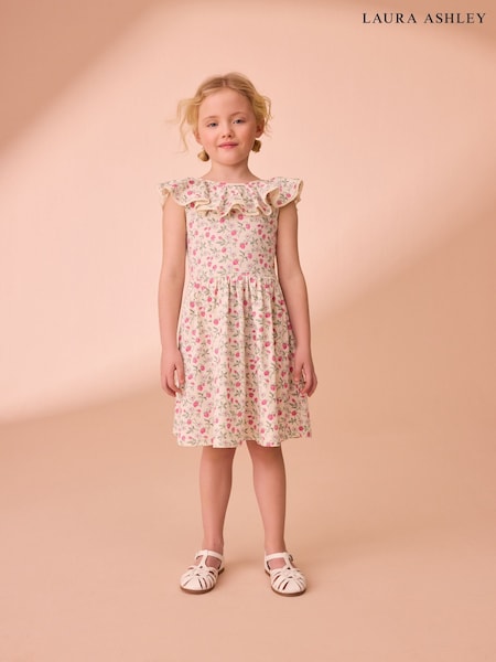 Laura Ashley Lace Trimmed Jersey 100% Cotton Dress (E92385) | kr243 - kr300