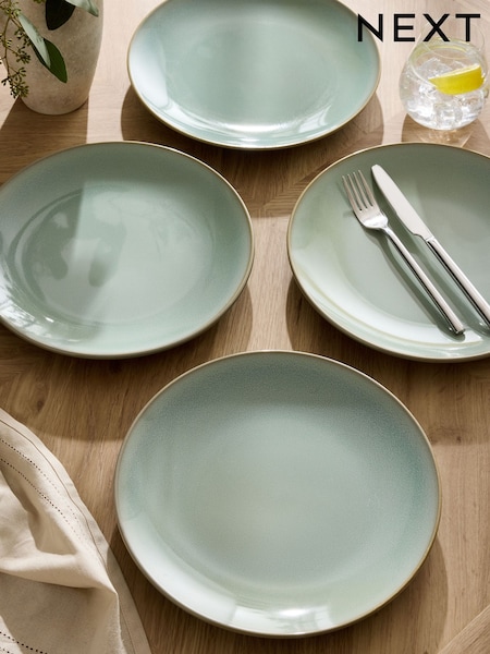 Set of 4 Sage Green Hampton Dinner Plates (E92402) | €35