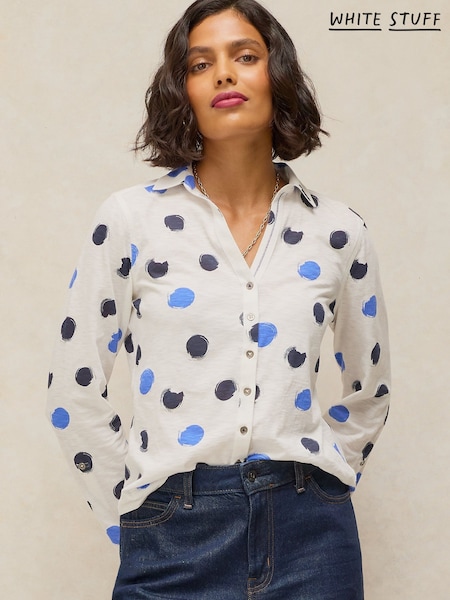 White Polka Dot - White Stuff Annie Cotton Jersey Shirt
