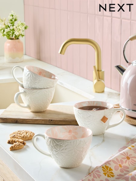 Set of 4 Pink Gracie Floral Mugs (E92409) | R$ 275