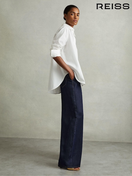 Reiss Indigo Raymond Petite Double Pleat Wide Leg Jeans (E92550) | €210