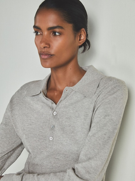 LES 100 CIEL Grey Marl Reiss | Les 100 Ciels Cotton and Cashmere Polo Shirt (E92562) | €170