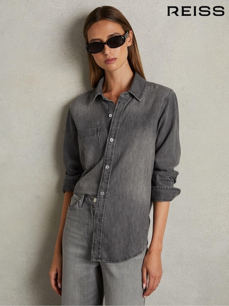Reiss Grey Poppie Relaxed Denim Shirt (E92572) | €210