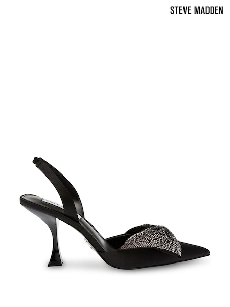 Steve Madden Niteowl Bow Slingback Black Shoes (E92593) | 968 LEI