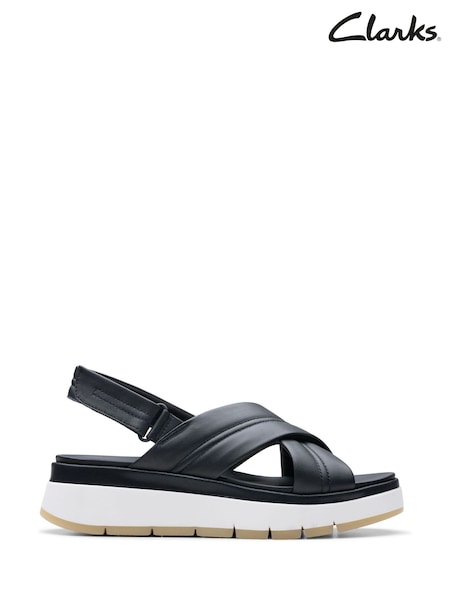 Clarks Black Leather Tuscan Cross Sandals (E92607) | €88