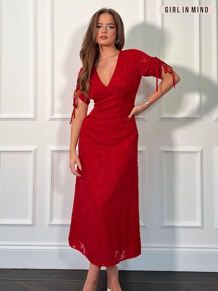 Girl In Mind Emily Tie Sleeve Midi Dress (E92790) | €79