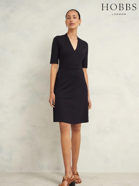 Hobbs Blue Emilia Ponte Dress (E92820) | AED288