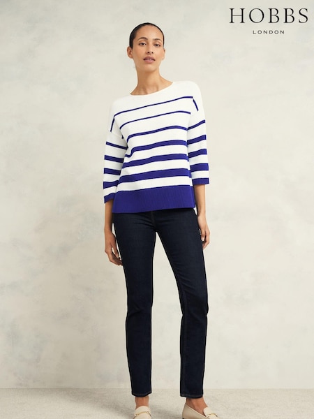 Hobbs Blue Elaine Stripe Jumper (E92845) | €126