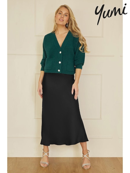 Yumi Black Satin Midi Skirt (E92887) | 198 QAR