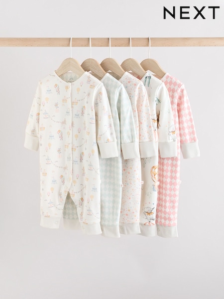 Pink - 5 Pack Circus Print Baby Sleepsuit (0mths-3yrs) (E92931) | 44 € - 47 €