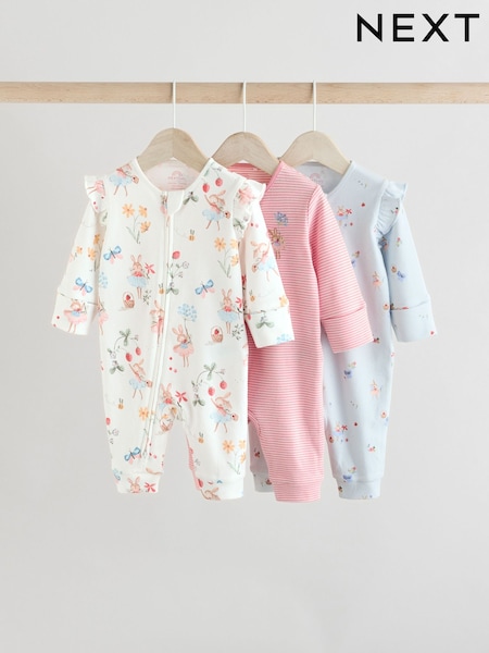 Rosa - Baby Fairy Bunny 100% Cotton Sleepsuits 3 Pack (0mths-3yrs) (E92937) | 30 € - 33 €