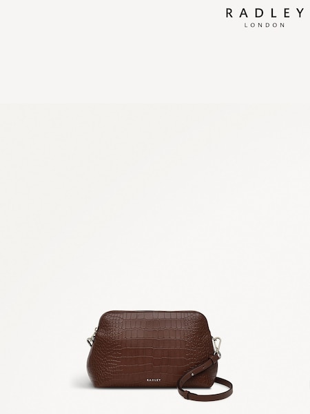 Radley London Medium Liverpool Street Icon Faux Croc Ziptop Cross-Body Brown Bag (E92975) | AED1,042