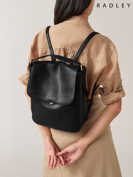 Radley Medium Graffton Street Flapover Black Backpack (E92984) | €356