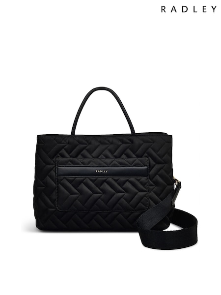 Radley London Medium Holland Park Quilt Zip Top Grab Black Bag (E93016) | €213