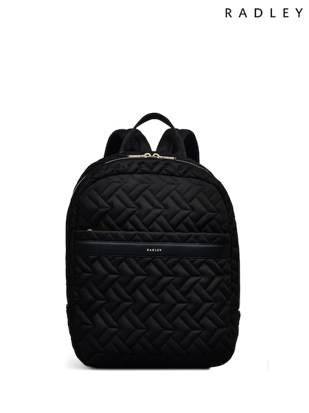 Radley Medium Holland Park Quilt Zip Top Black Backpack (E93017) | 1,110 LEI