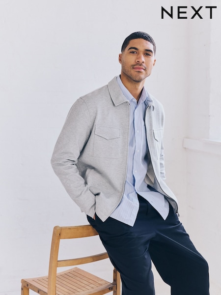 Light Grey Jersey Shacket (E93109) | €63