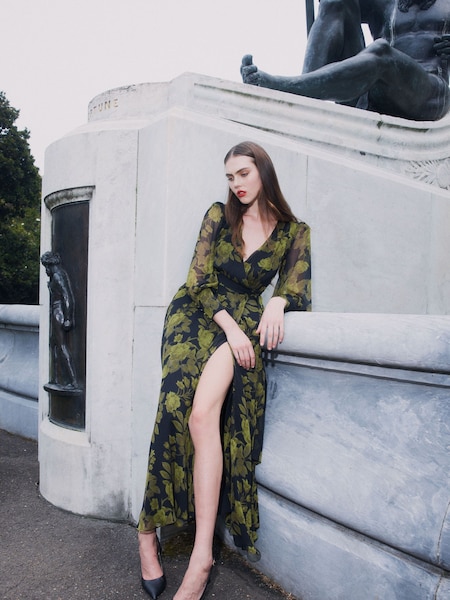 Bardot Green Lucianna Maxi Wrap Dress (E93145) | OMR40