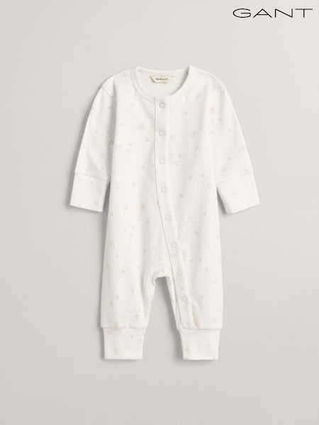 GANT White Baby Star And G 100% Cotton Printed Sleepsuits (E93155) | €39