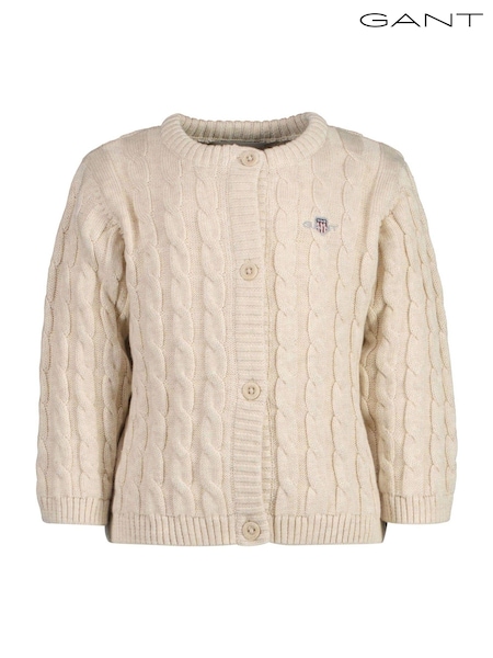 GANT Cream Baby Shield 100% Cotton Cable Knit Cardigan (E93157) | €43