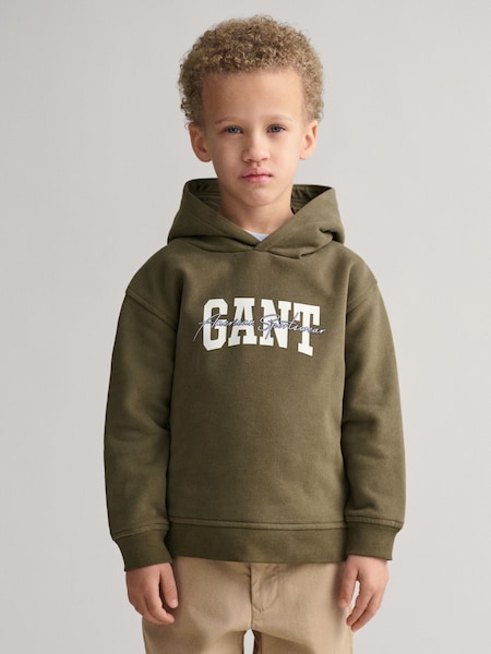 Зеленый - GANT Kids Arch Script 100% Cotton Hoodie (E93158) | €46