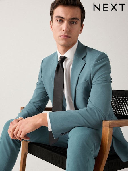 Синьо-зелений - Худий Фіт - Motionflex Stretch Suit Jacket (E93199) | 2 933 грн