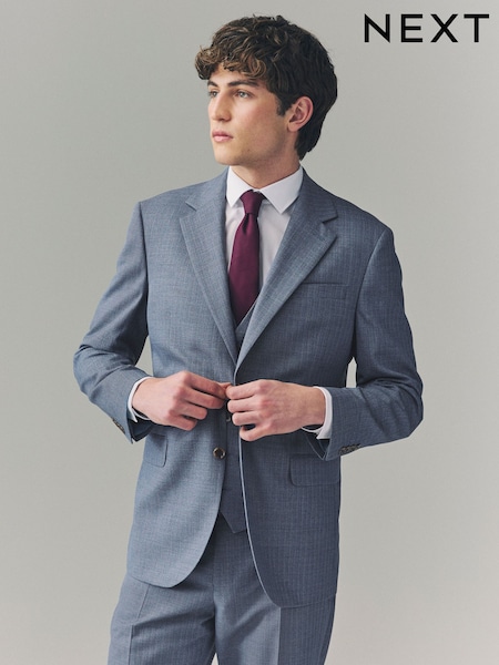 Light Blue Regular Fit Textured Suit Jacket (E93209) | €119