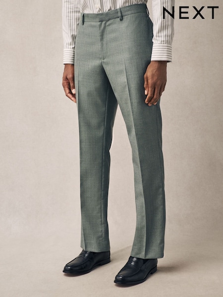 Green Regular Fit Textured Suit Trousers (E93213) | €63