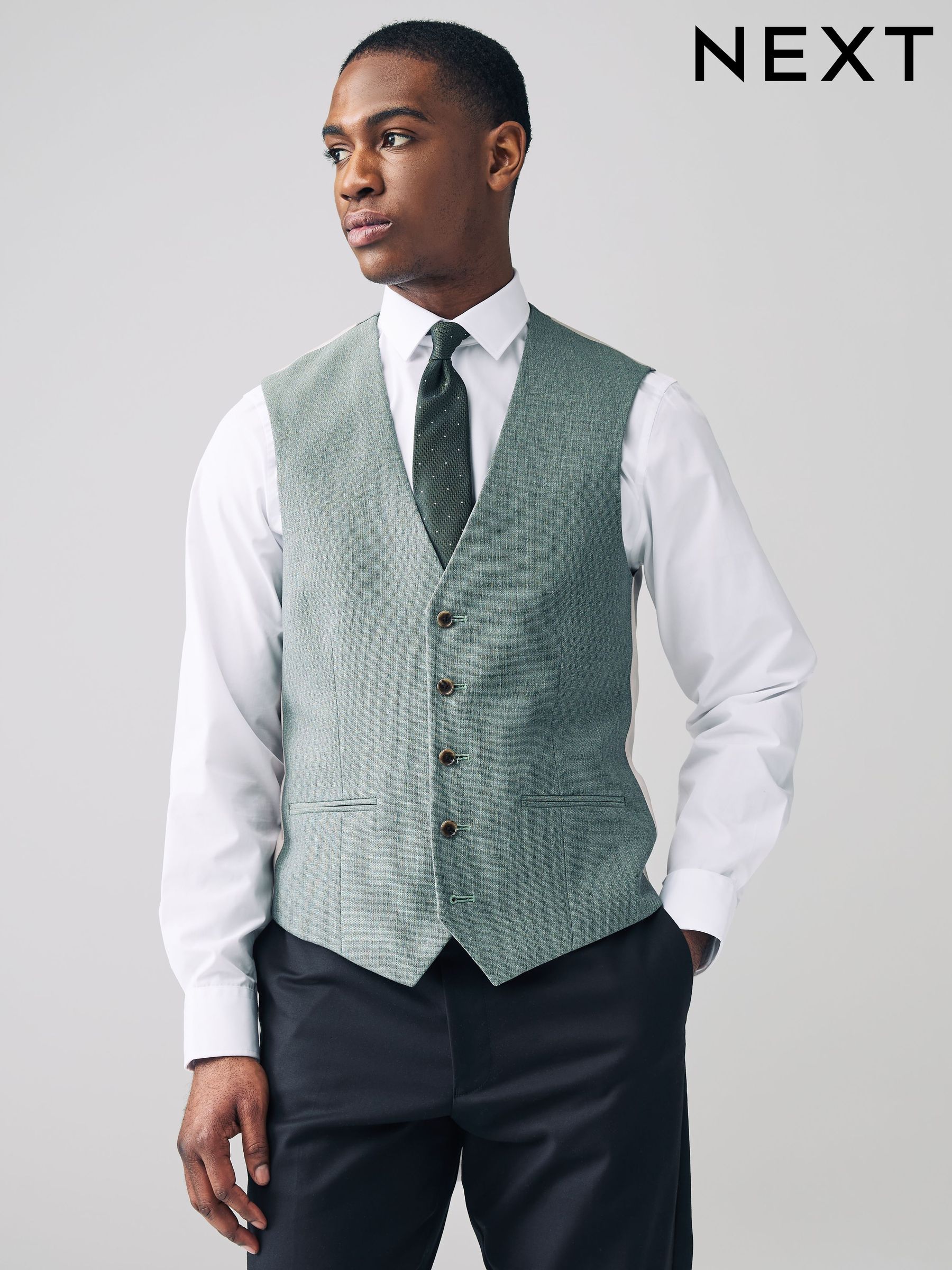 Buy Men's Waistcoats Green Texture Online | Next USA