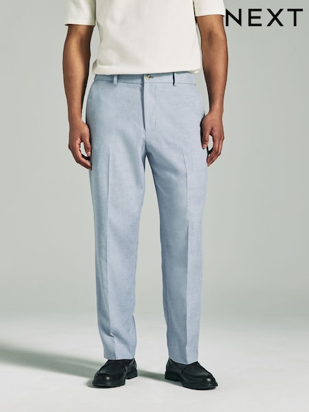 Blue Linen Blend Texture Suit Trousers (E93222) | 247 QAR