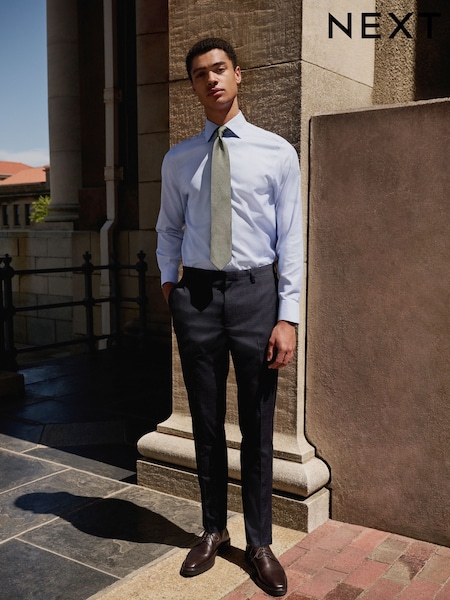 Navy Skiiny Fit Check Texture Suit Trousers (E93230) | €52