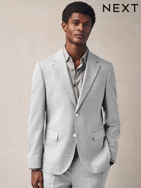 Light Blue Tailored Fit Textured Suit Jacket (E93232) | €126