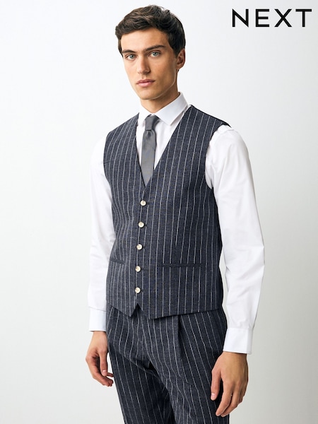 Navy Regualr Fit Striped Suit Waistcoat (E93240) | €48