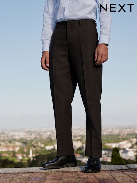 Brown Slim Fit Linen Texture Suit Trousers (E93249) | €57