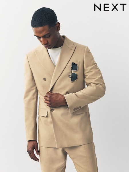 Песочный - Slim Fit Suit Double Breasted Jacket (E93266) | €117