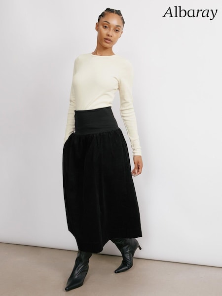 Albaray Cord And Jersey Black Skirt (E93295) | 75 €