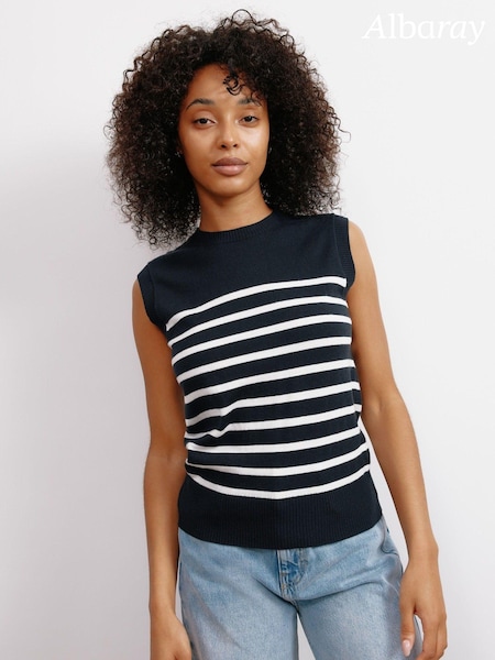 Albaray Blue Cashmere Blend Stripe Tank (E93299) | €65
