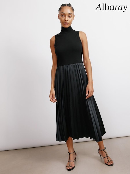 Albaray Jersey And Woven Pleat Black Dress (E93303) | €65