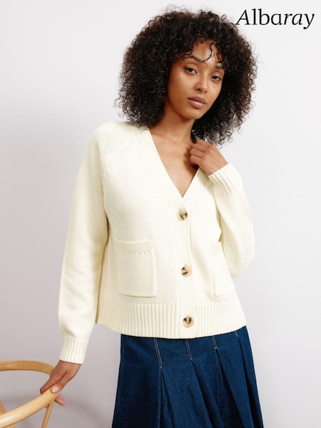 Albaray Cream Relaxed V-Neck Cardigan (E93306) | € 91