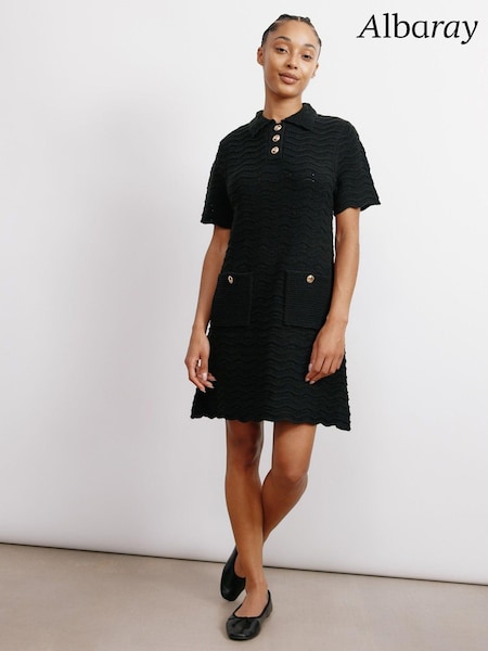 Albaray Pointelle Knit Black Dress (E93307) | €65