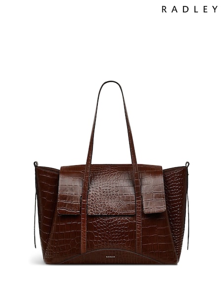 צבע חום בדוגמת עור תנין - Radley London Large The Chancery Flapover Shoulder Bag (E93351) | ‏1,655‏₪