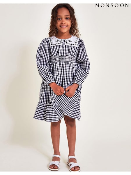 Monsoon Black Gingham Scallop Collar Dress (E93405) | €22 - €26