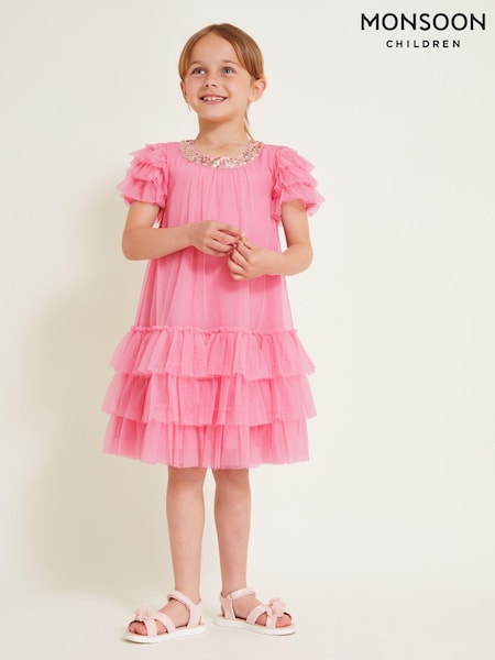 Monsoon Pink Alexandra Ruffle Swing Dress (E93420) | 94 QAR - 104 QAR