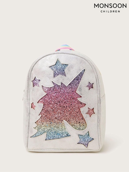 Monsoon Silver Glitter Rainbow Unicorn Backpack (E93436) | AED156