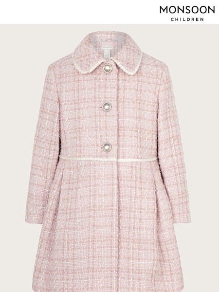 Monsoon Pink Tweed Collar Coat (E93460) | €99 - €113