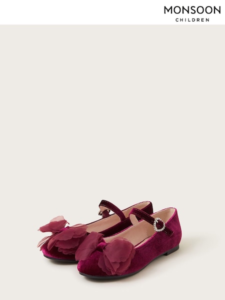 Monsoon Velvet Bow Ballerina Flats (E93462) | 93 LEI - 100 LEI