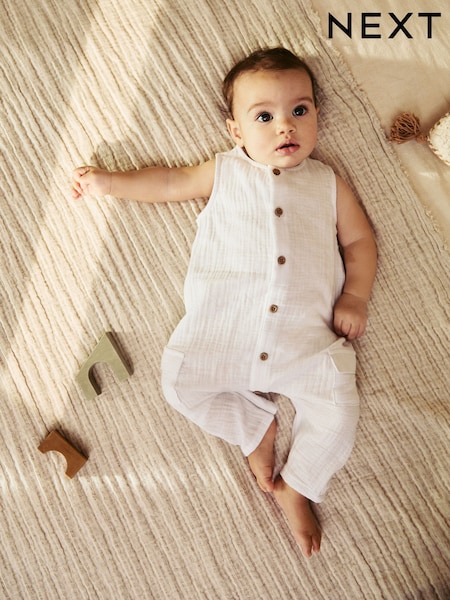 Blanco - Baby Woven 100% Cotton Romper (0mths-2yrs) (E93496) | 18 € - 21 €