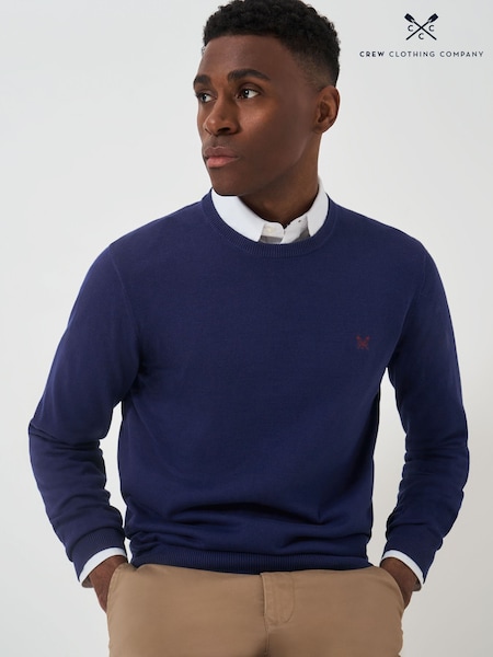 Crew Clothing Company Blue Navy 100% Cotton Crew Neck Jumper (E93498) | €36