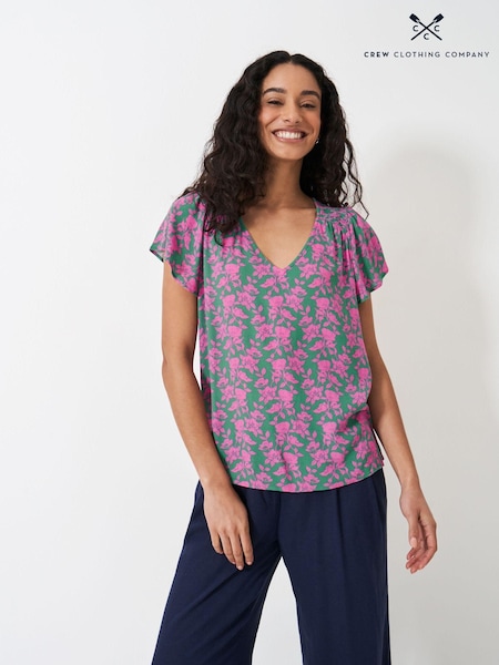 Crew Clothing Green Tia Frill Top (E93511) | €27