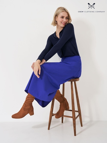 Crew Clothing Blue Dana 100% Cotton Poplin Skirt (E93515) | AED240