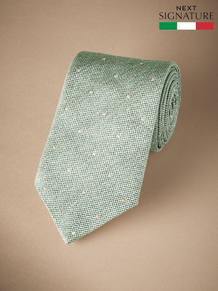 Salvianvihreä Vihreä/Neutraali Brown - Signature Made In Italy Polka Dot Tie (E93541) | €48